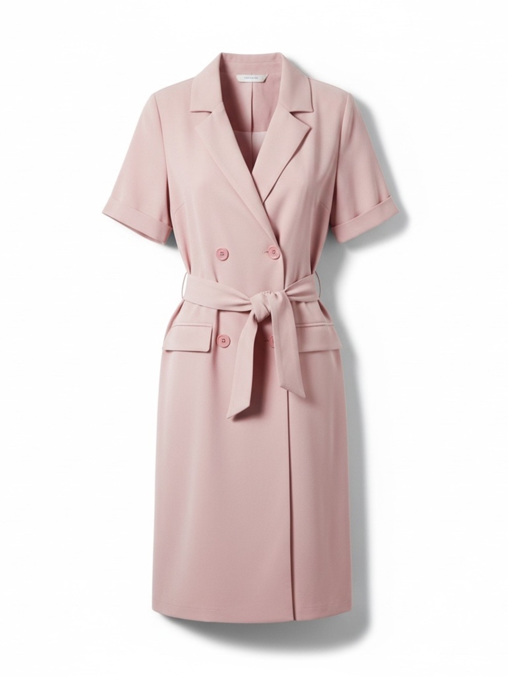 Women’s Pink Double-Breasted Belted Dress